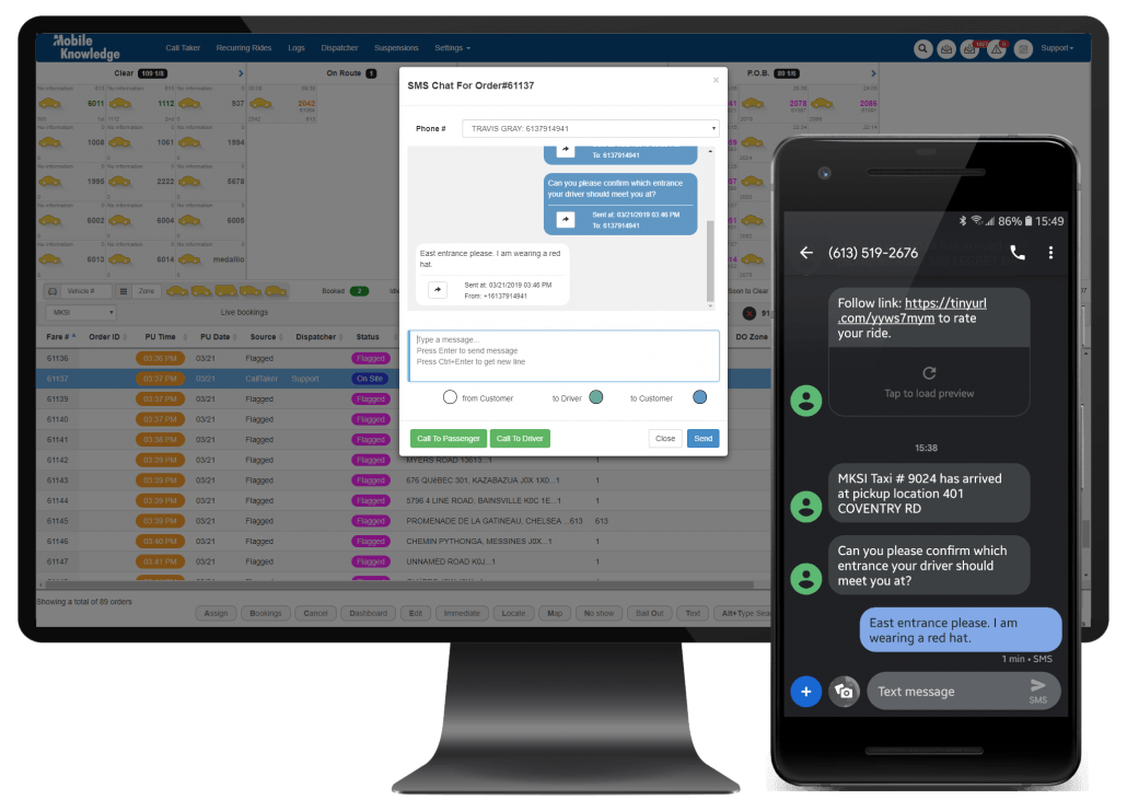 arcus software dispatcher sms feature