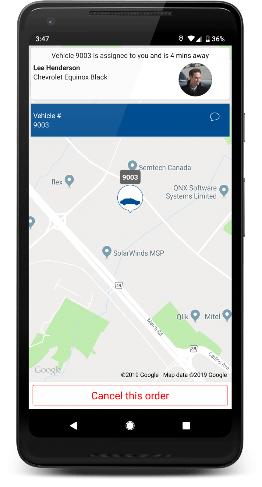 taxi cab hail app mobile assigned