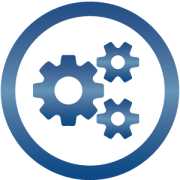 gears icon blue circle